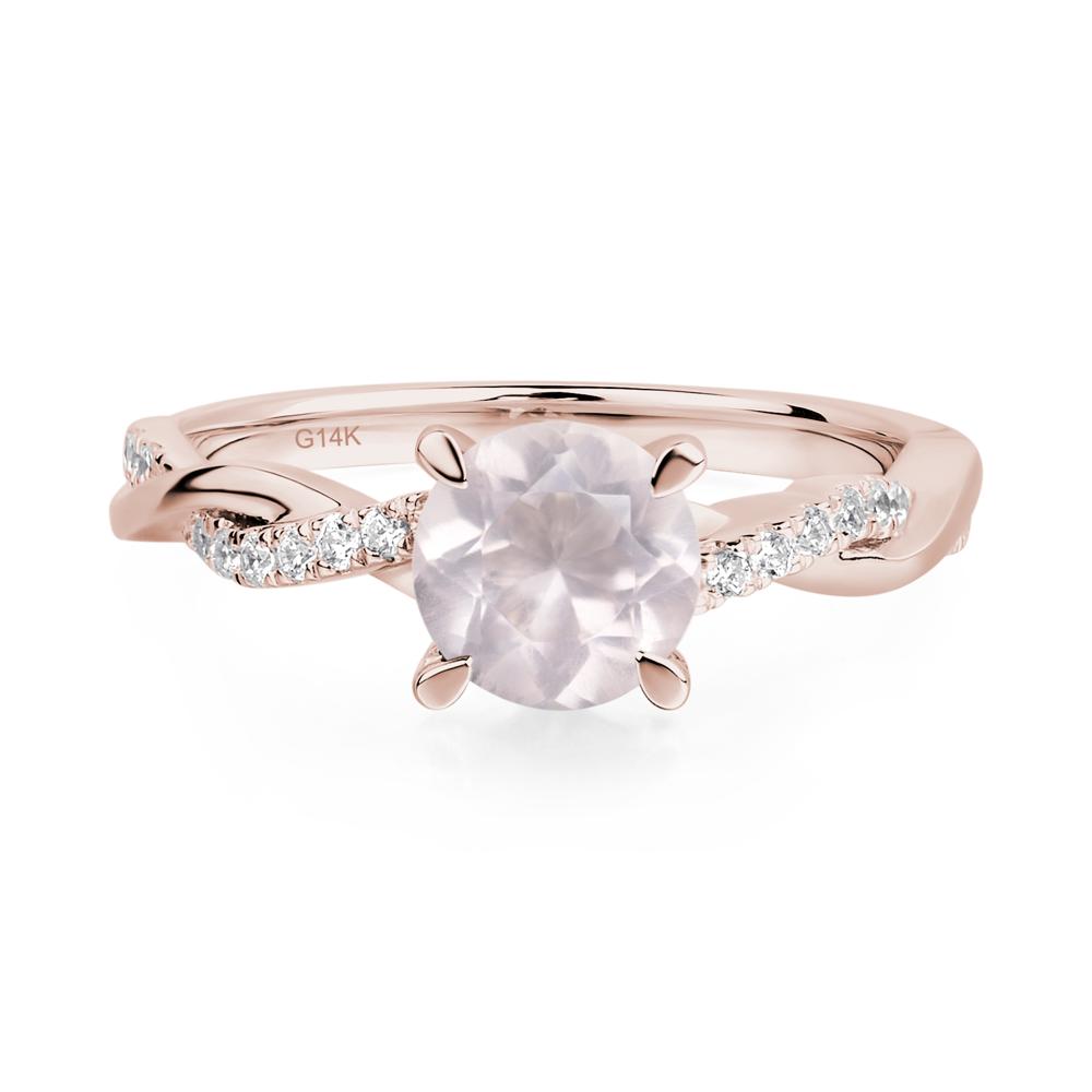 Rose Quartz Twist Engagement Ring - LUO Jewelry #metal_14k rose gold