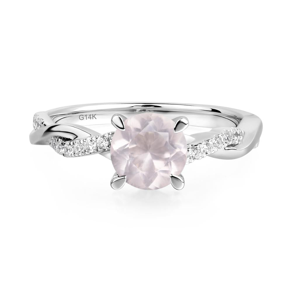 Rose Quartz Twist Engagement Ring - LUO Jewelry #metal_14k white gold