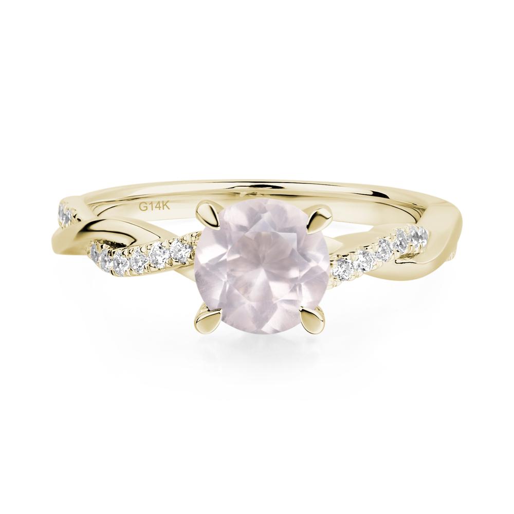 Rose Quartz Twist Engagement Ring - LUO Jewelry #metal_14k yellow gold