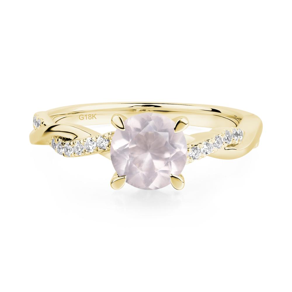 Rose Quartz Twist Engagement Ring - LUO Jewelry #metal_18k yellow gold