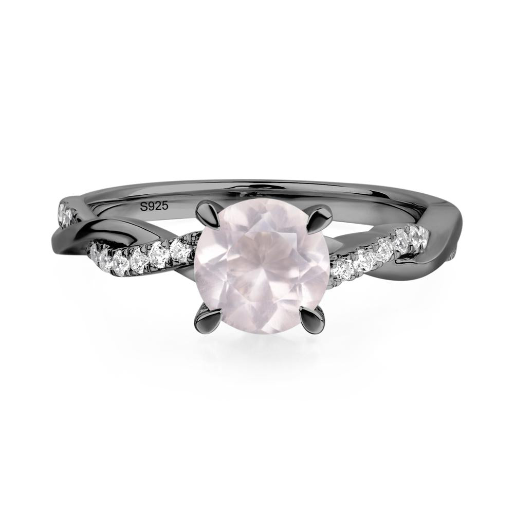 Rose Quartz Twist Engagement Ring - LUO Jewelry #metal_black finish sterling silver