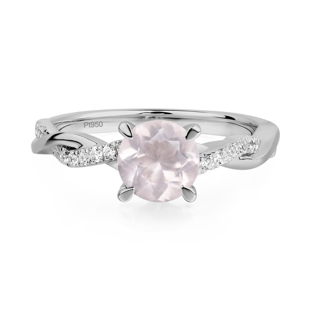 Rose Quartz Twist Engagement Ring - LUO Jewelry #metal_platinum