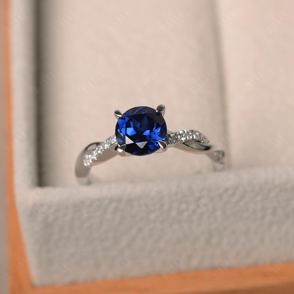 Sapphire Twisted Engagement Ring - LUO Jewelry 