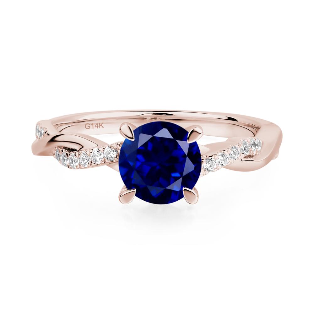 Sapphire Twisted Engagement Ring - LUO Jewelry #metal_14k rose gold