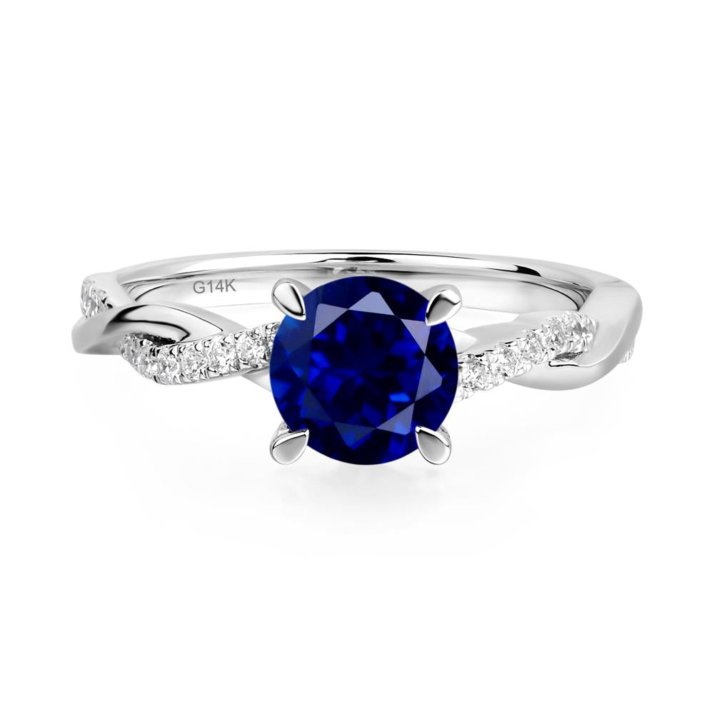 Sapphire Twisted Engagement Ring - LUO Jewelry #metal_14k white gold