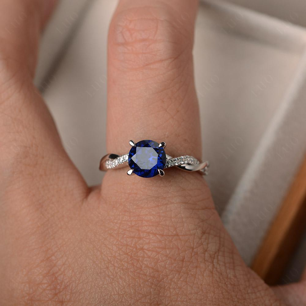 Sapphire Twisted Engagement Ring - LUO Jewelry 