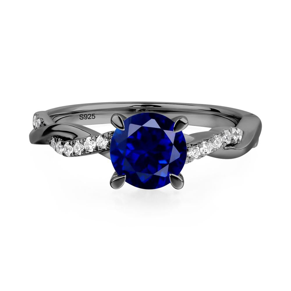 Sapphire Twisted Engagement Ring - LUO Jewelry #metal_black finish sterling silver