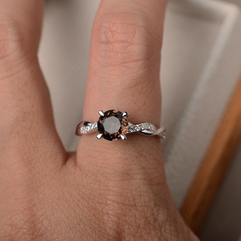 Smoky Quartz Twist Engagement Ring - LUO Jewelry 