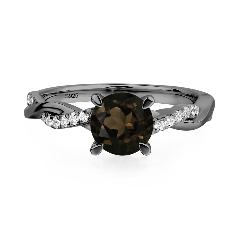 Smoky Quartz Twist Engagement Ring - LUO Jewelry #metal_black finish sterling silver