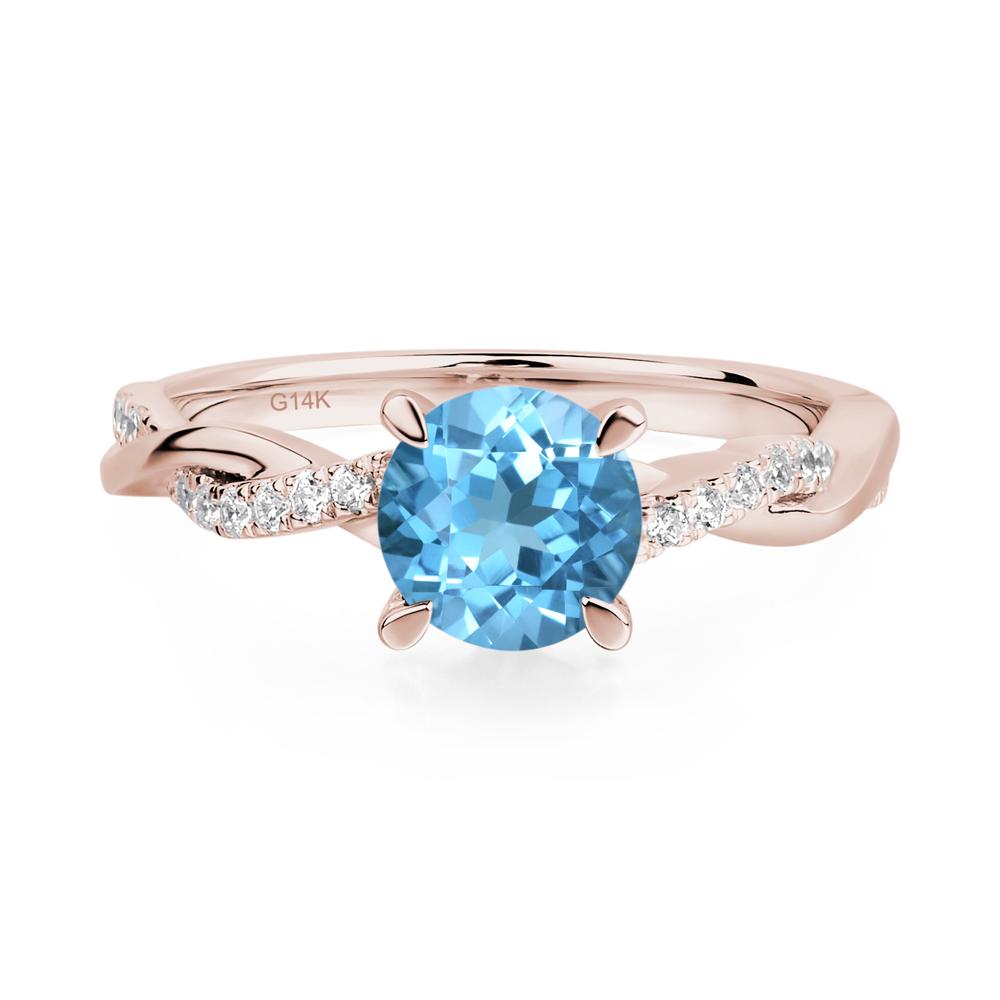 Swiss Blue Topaz Twist Ring - LUO Jewelry #metal_14k rose gold