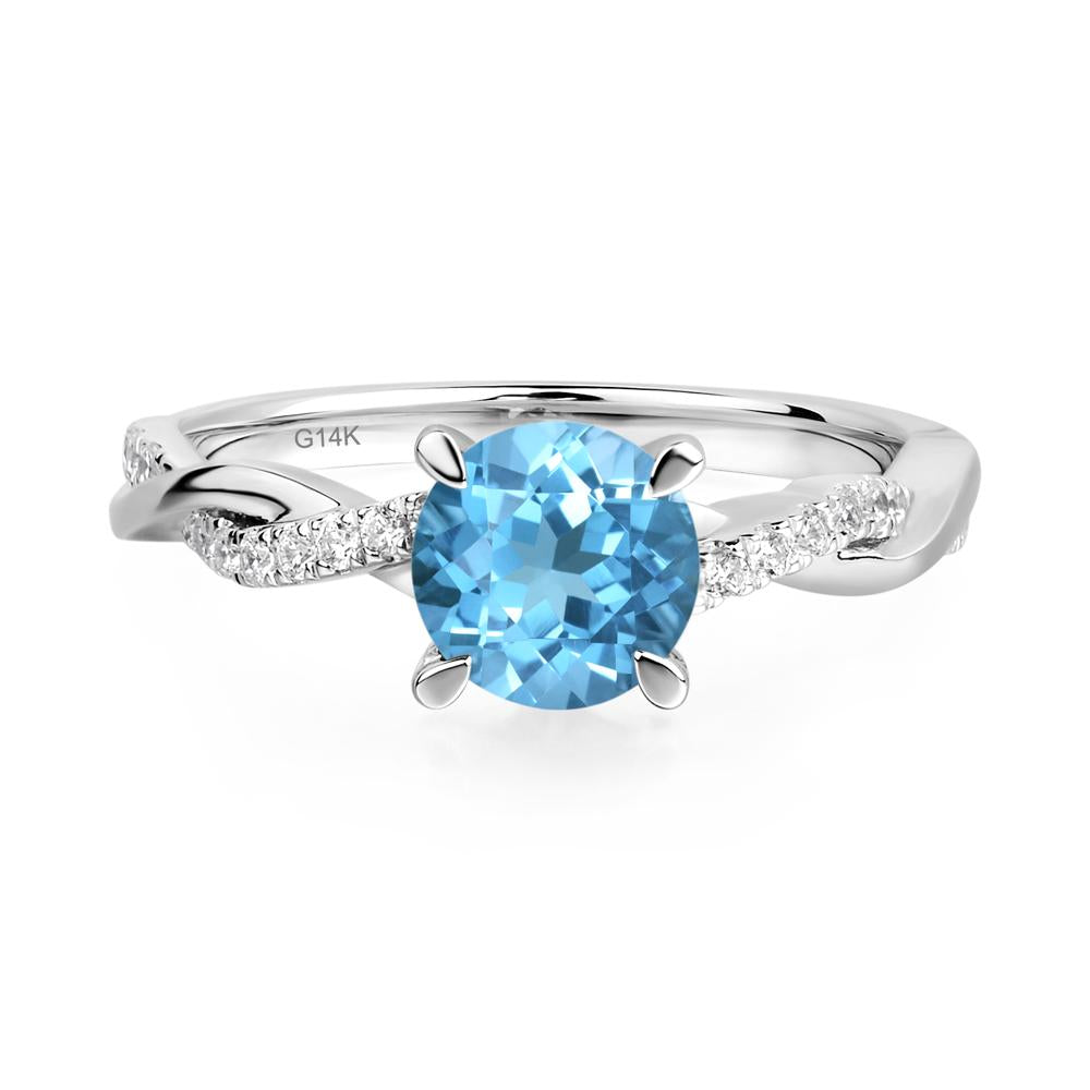 Swiss Blue Topaz Twist Ring - LUO Jewelry #metal_14k white gold