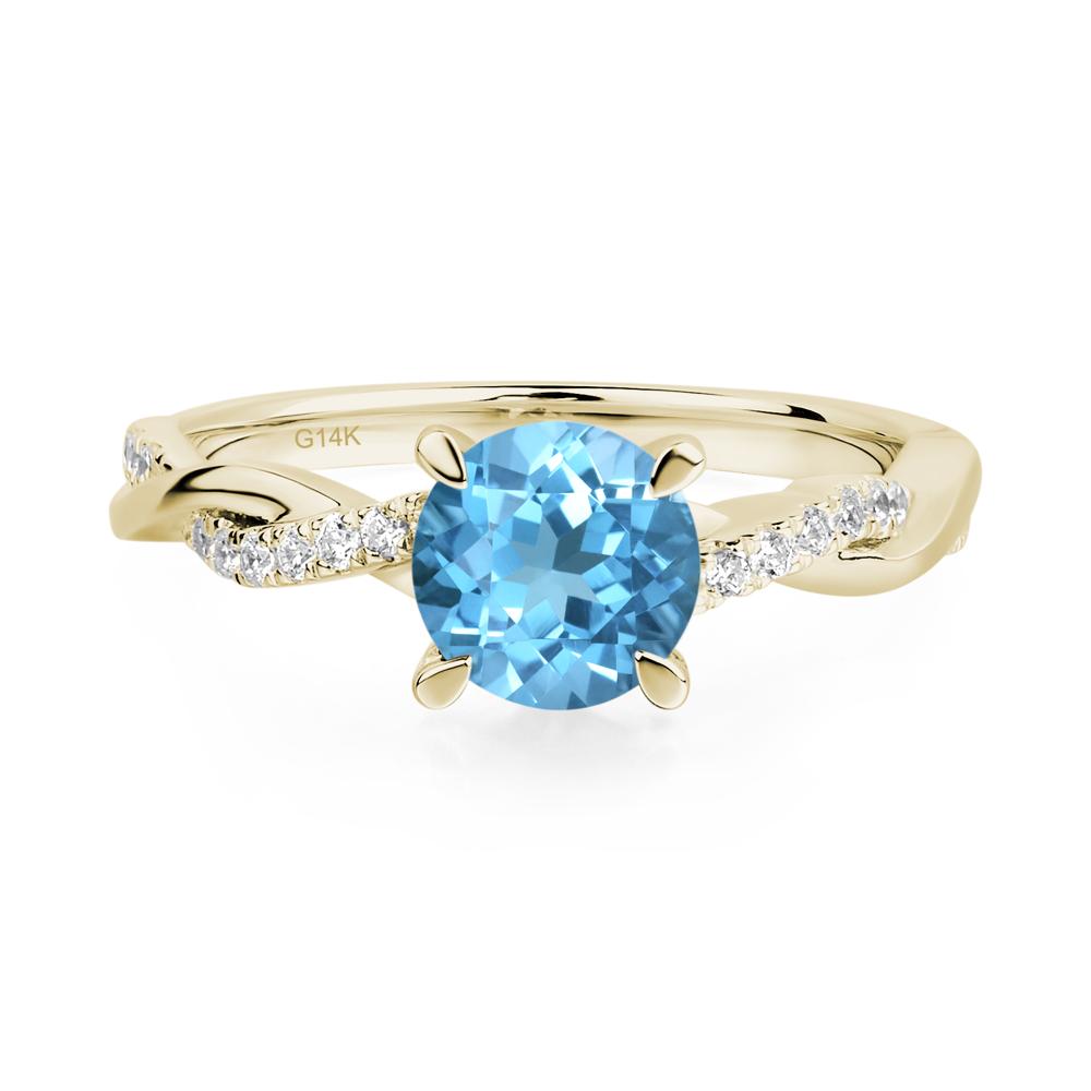 Swiss Blue Topaz Twist Ring - LUO Jewelry #metal_14k yellow gold