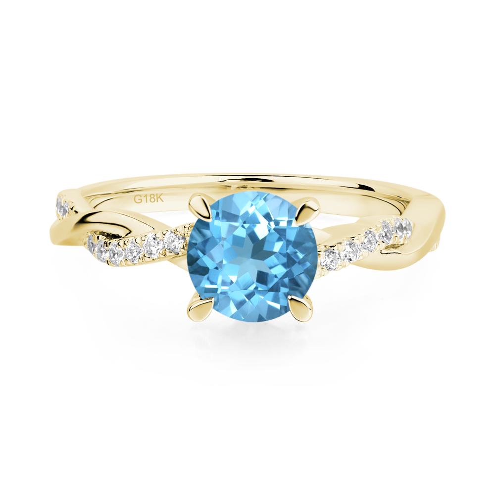 Swiss Blue Topaz Twist Ring - LUO Jewelry #metal_18k yellow gold