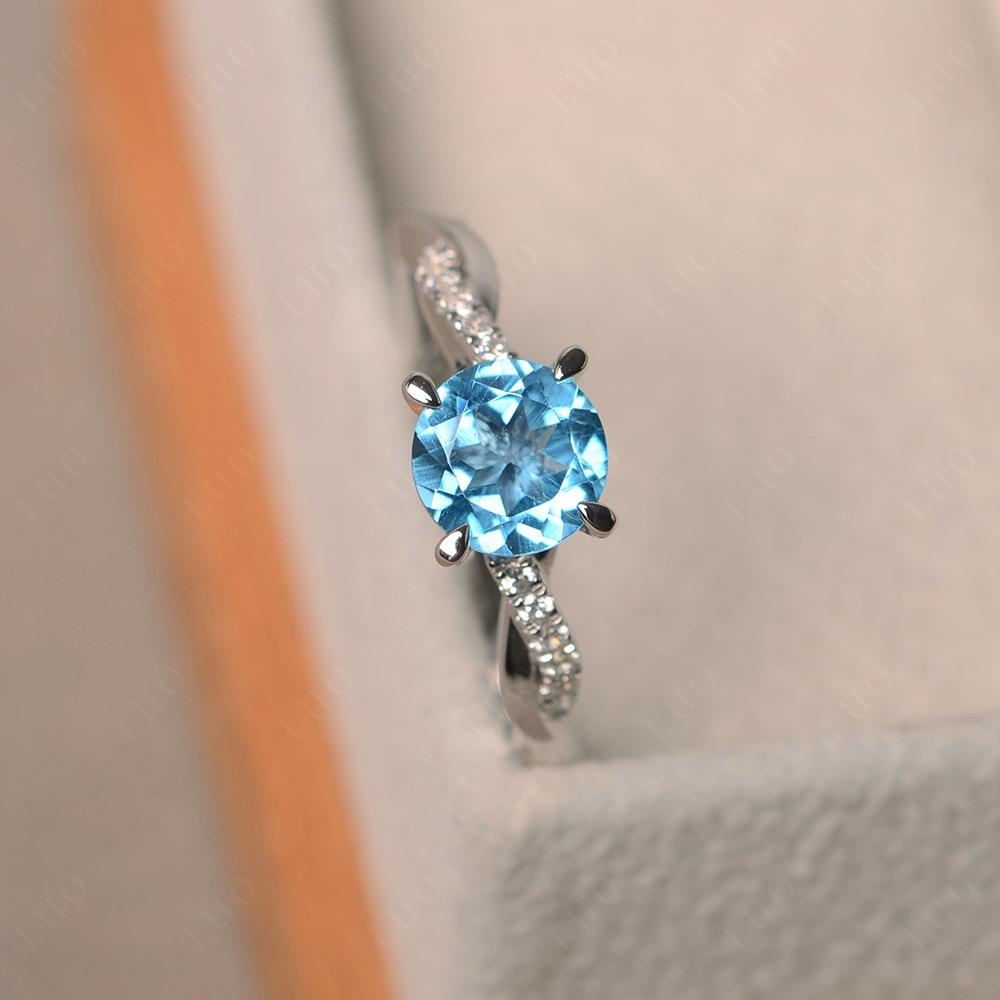 Swiss Blue Topaz Twist Ring - LUO Jewelry 