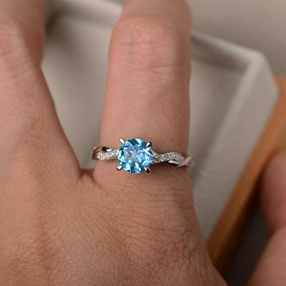 Swiss Blue Topaz Twist Ring - LUO Jewelry 