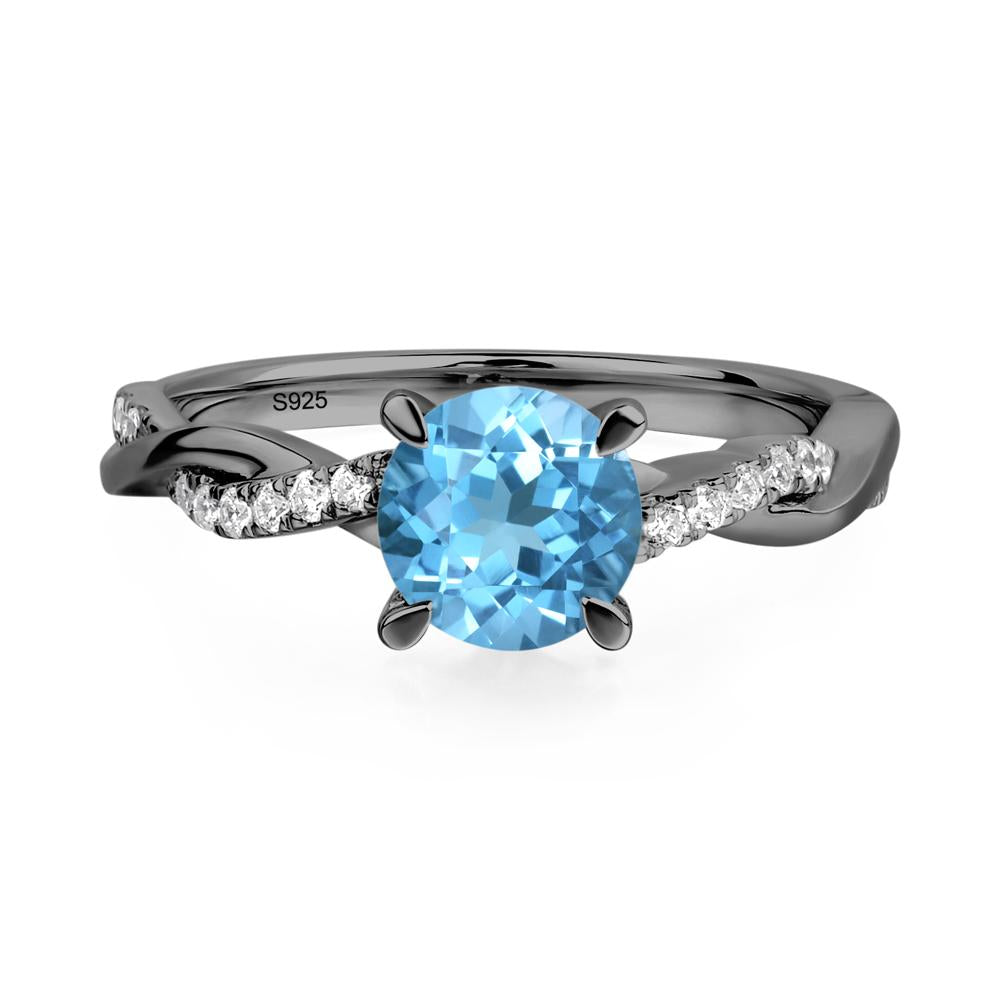 Swiss Blue Topaz Twist Ring - LUO Jewelry #metal_black finish sterling silver