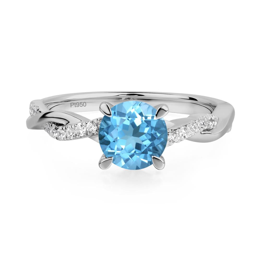 Swiss Blue Topaz Twist Ring - LUO Jewelry #metal_platinum