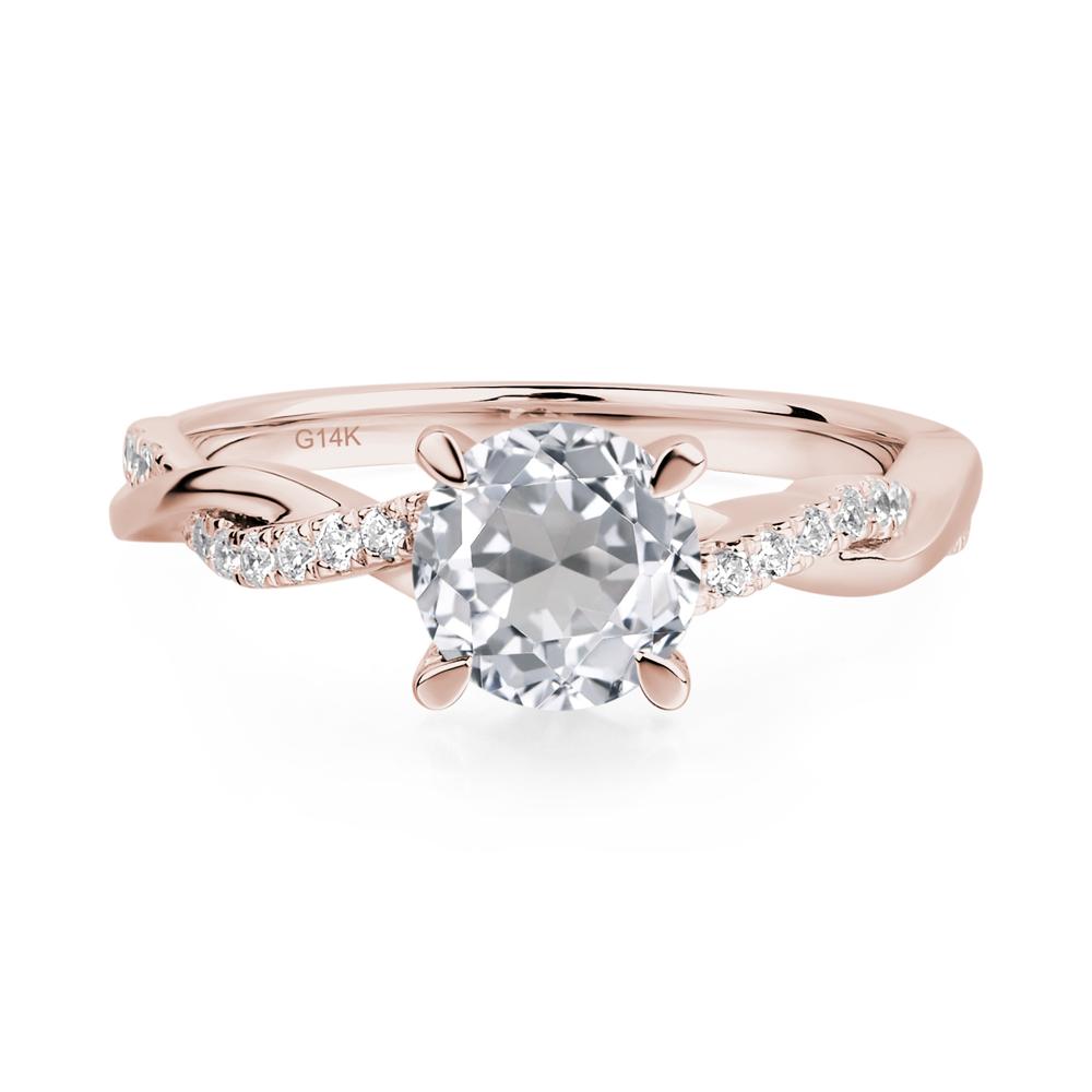 White Topaz Twisted Engagement Ring - LUO Jewelry #metal_14k rose gold