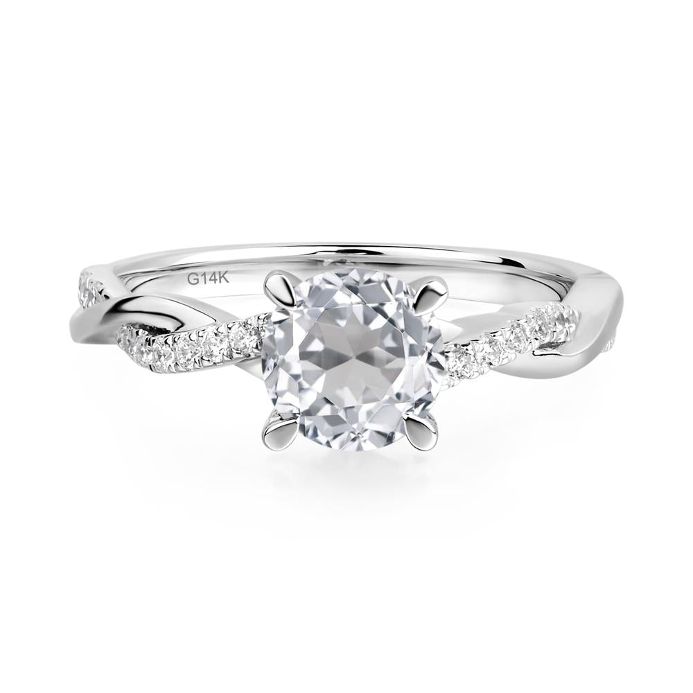 White Topaz Twisted Engagement Ring - LUO Jewelry #metal_14k white gold