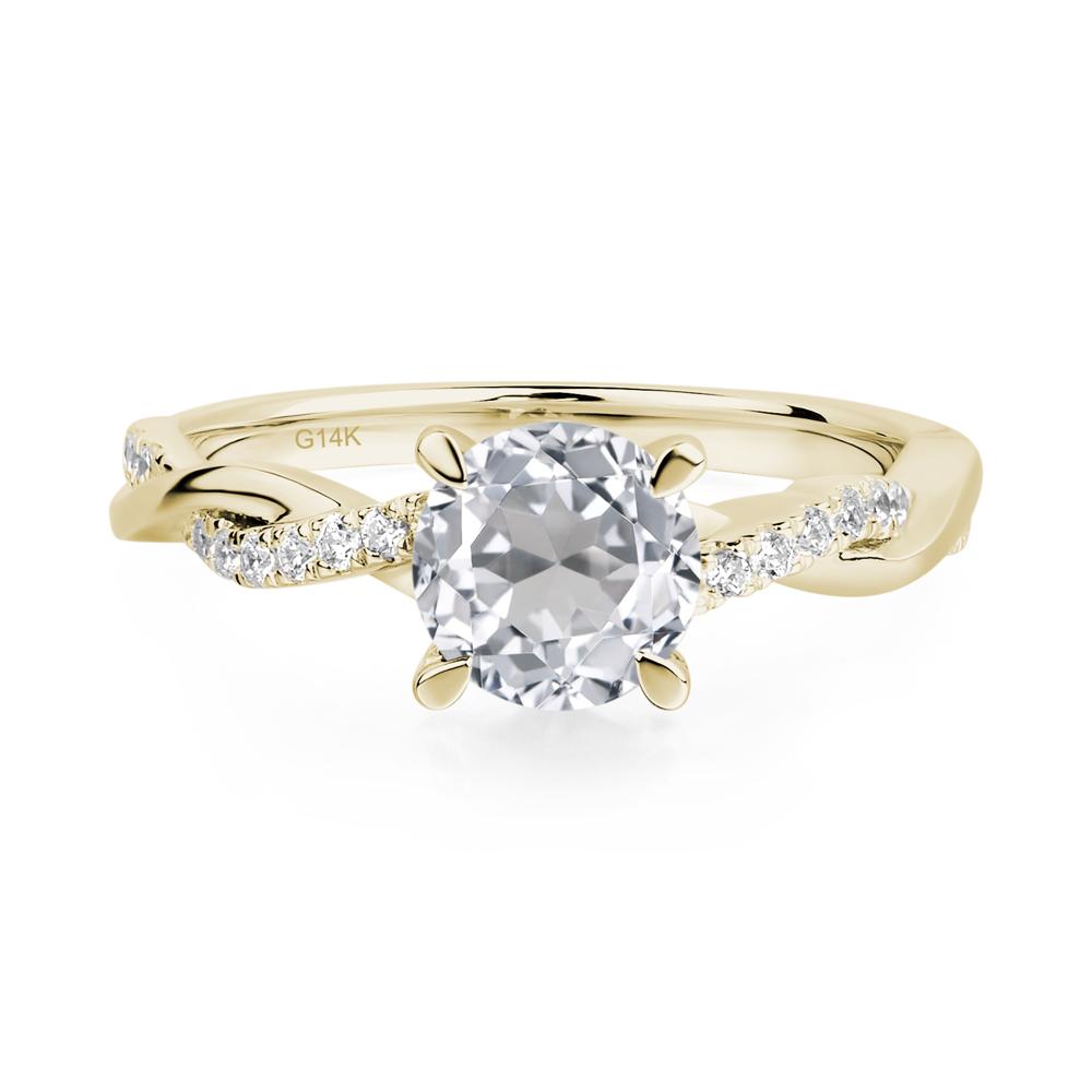 White Topaz Twisted Engagement Ring - LUO Jewelry #metal_14k yellow gold