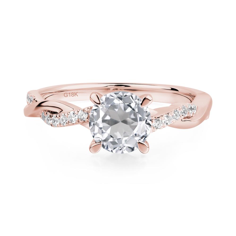 White Topaz Twisted Engagement Ring - LUO Jewelry #metal_18k rose gold