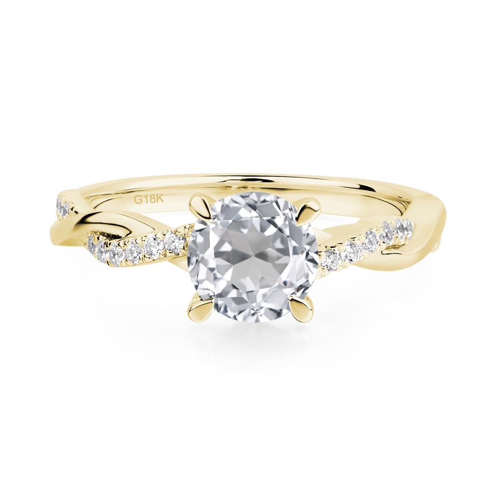 White Topaz Twisted Engagement Ring - LUO Jewelry #metal_18k yellow gold