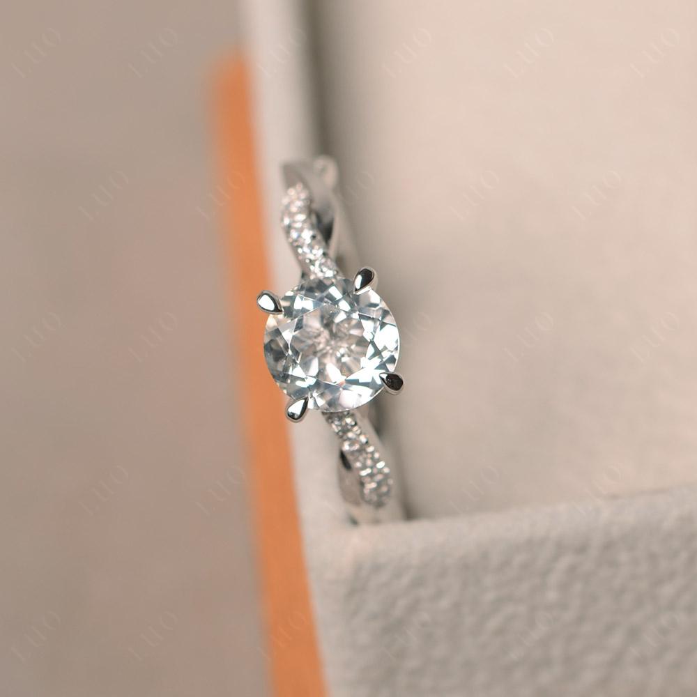 White Topaz Twisted Engagement Ring - LUO Jewelry 