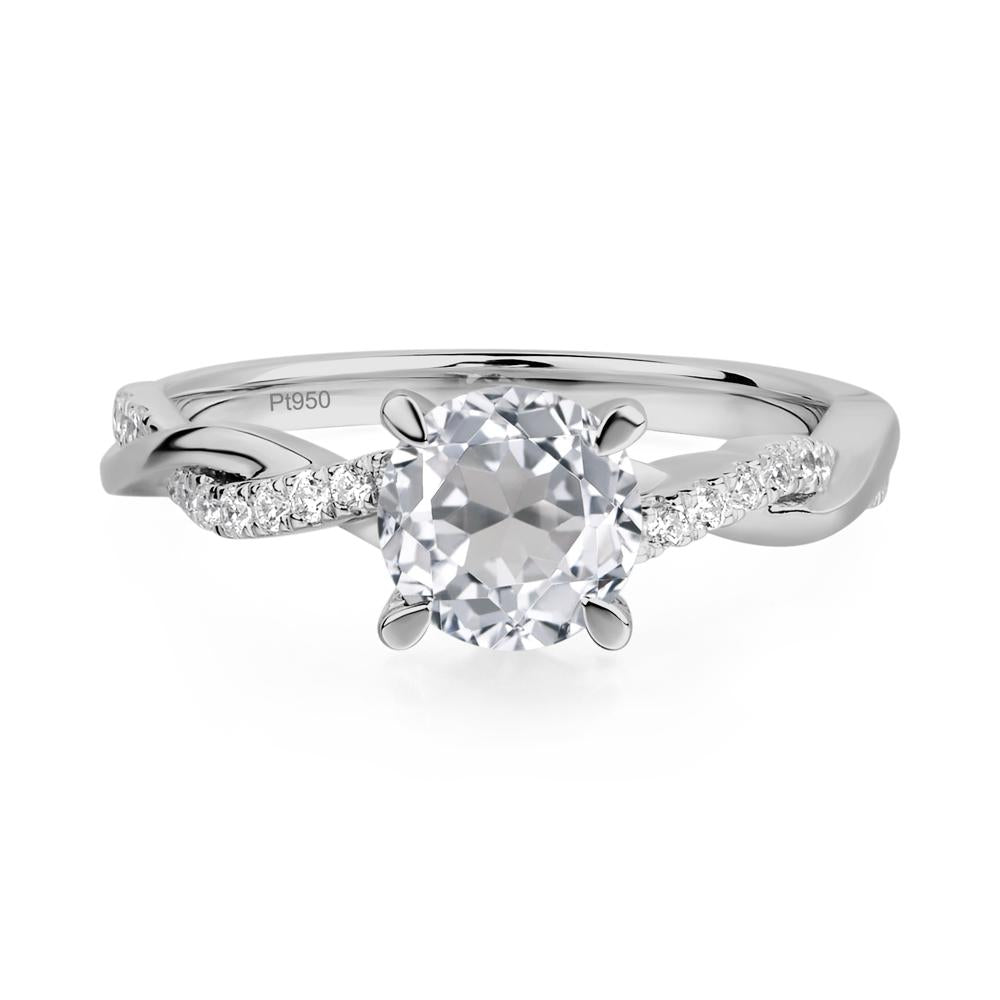 White Topaz Twisted Engagement Ring - LUO Jewelry #metal_platinum