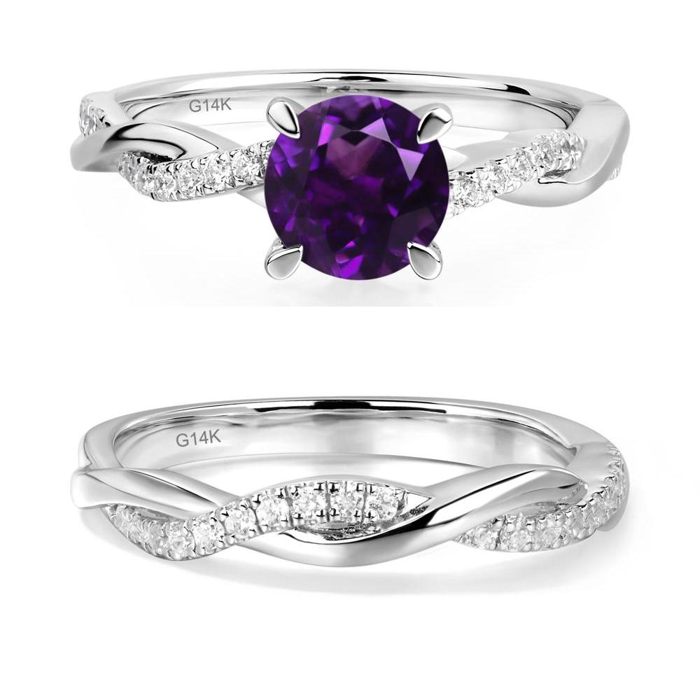 Amethyst Twist Engagement Ring - LUO Jewelry #metal_14k white gold