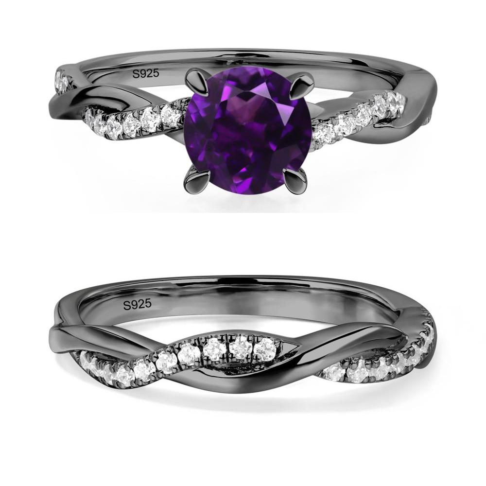 Amethyst Twist Engagement Ring - LUO Jewelry #metal_black finish sterling silver