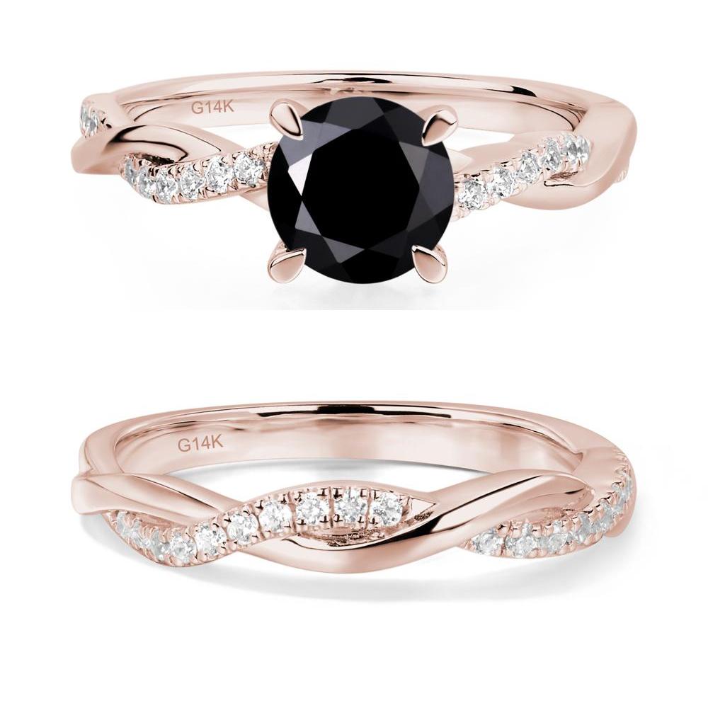 Black Spinel Twist Engagement Ring - LUO Jewelry #metal_14k rose gold