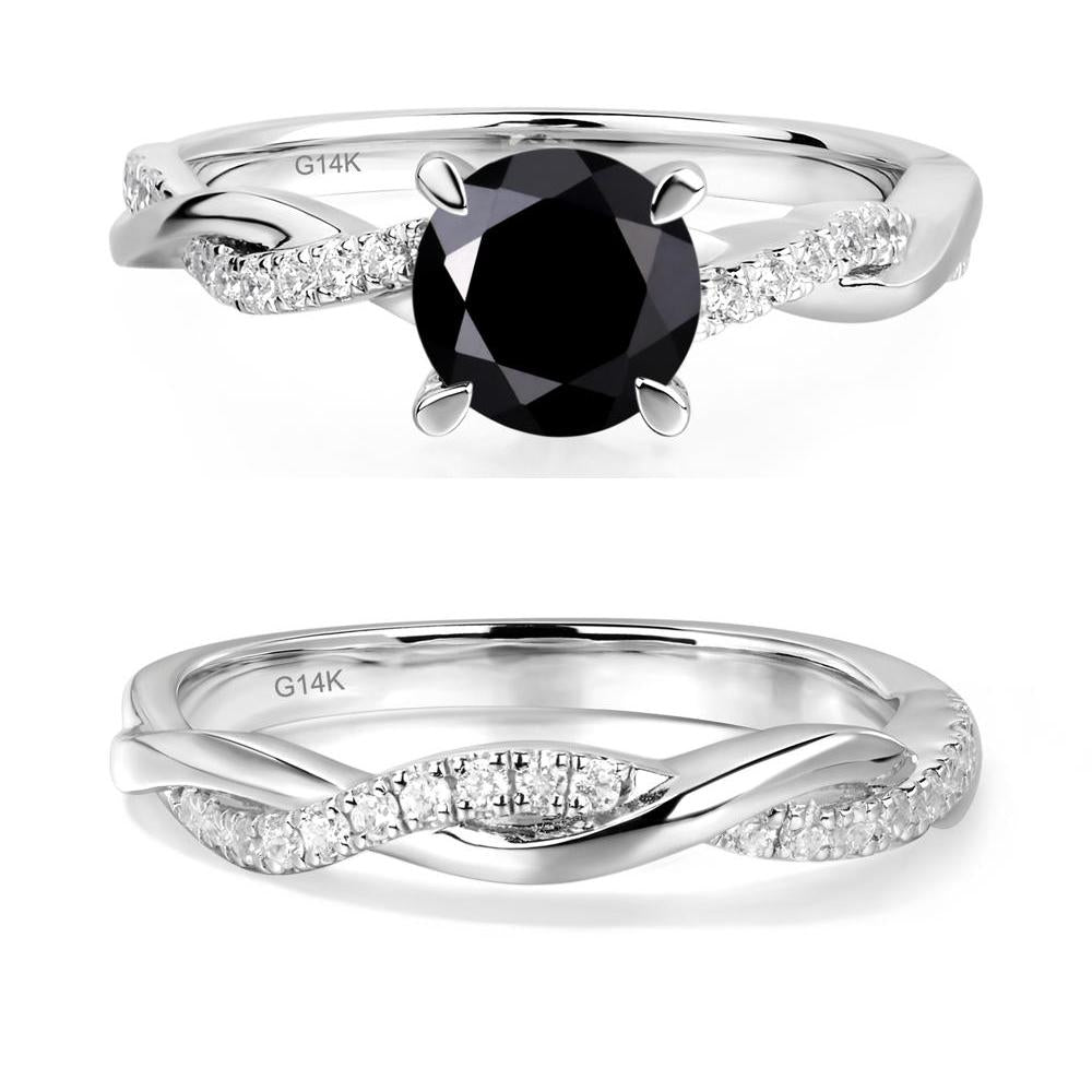 Black Spinel Twist Engagement Ring - LUO Jewelry #metal_14k white gold