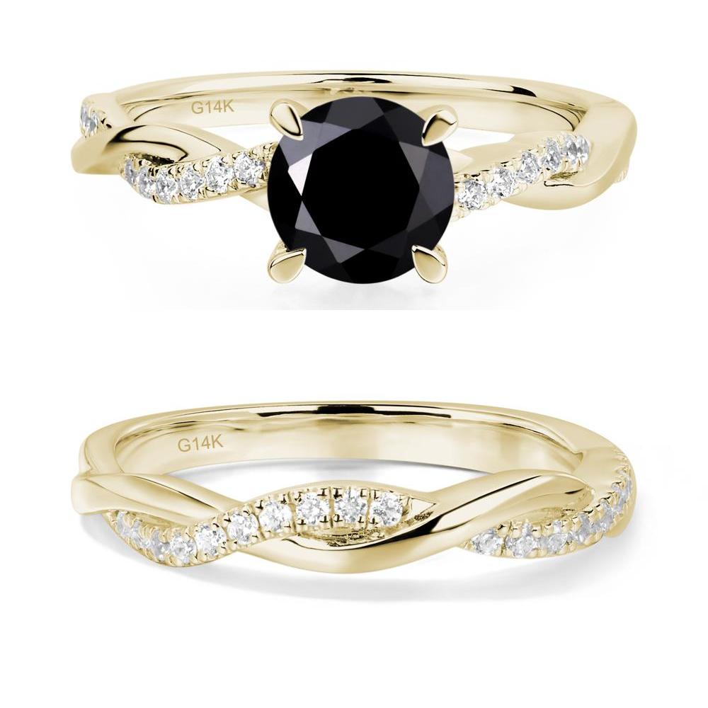 Black Spinel Twist Engagement Ring - LUO Jewelry #metal_14k yellow gold