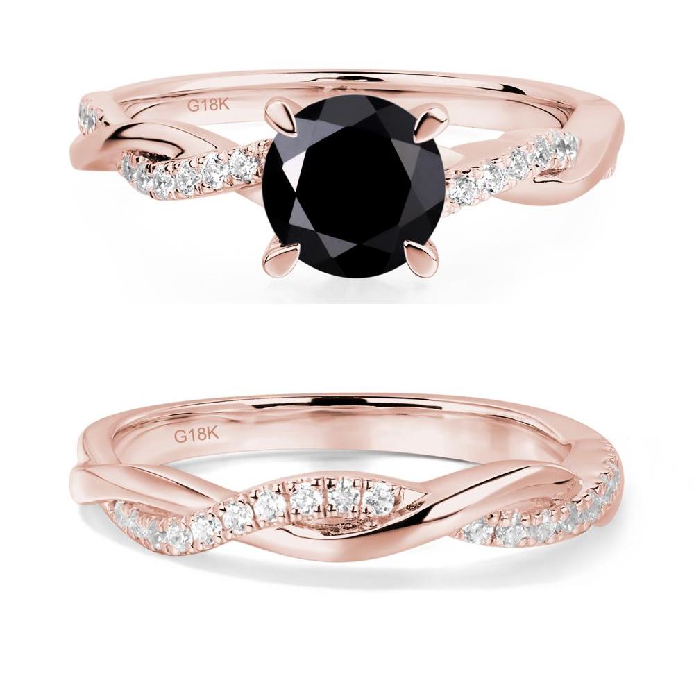 Black Spinel Twist Engagement Ring - LUO Jewelry #metal_18k rose gold