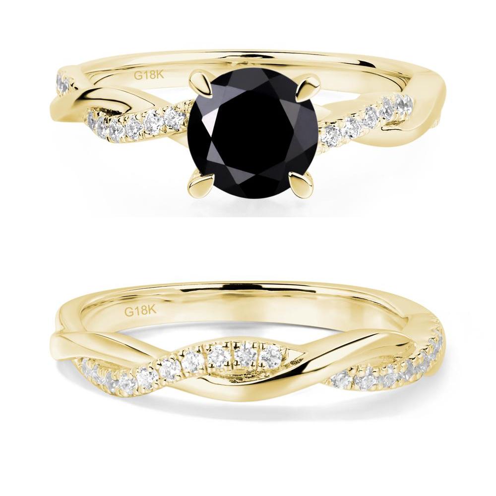 Black Spinel Twist Engagement Ring - LUO Jewelry #metal_18k yellow gold