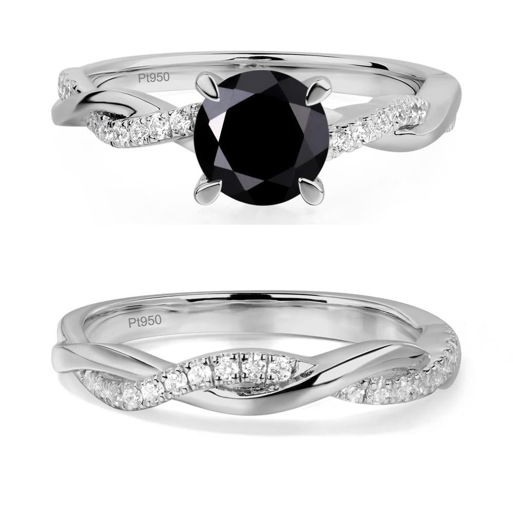 Black Spinel Twist Engagement Ring - LUO Jewelry #metal_platinum