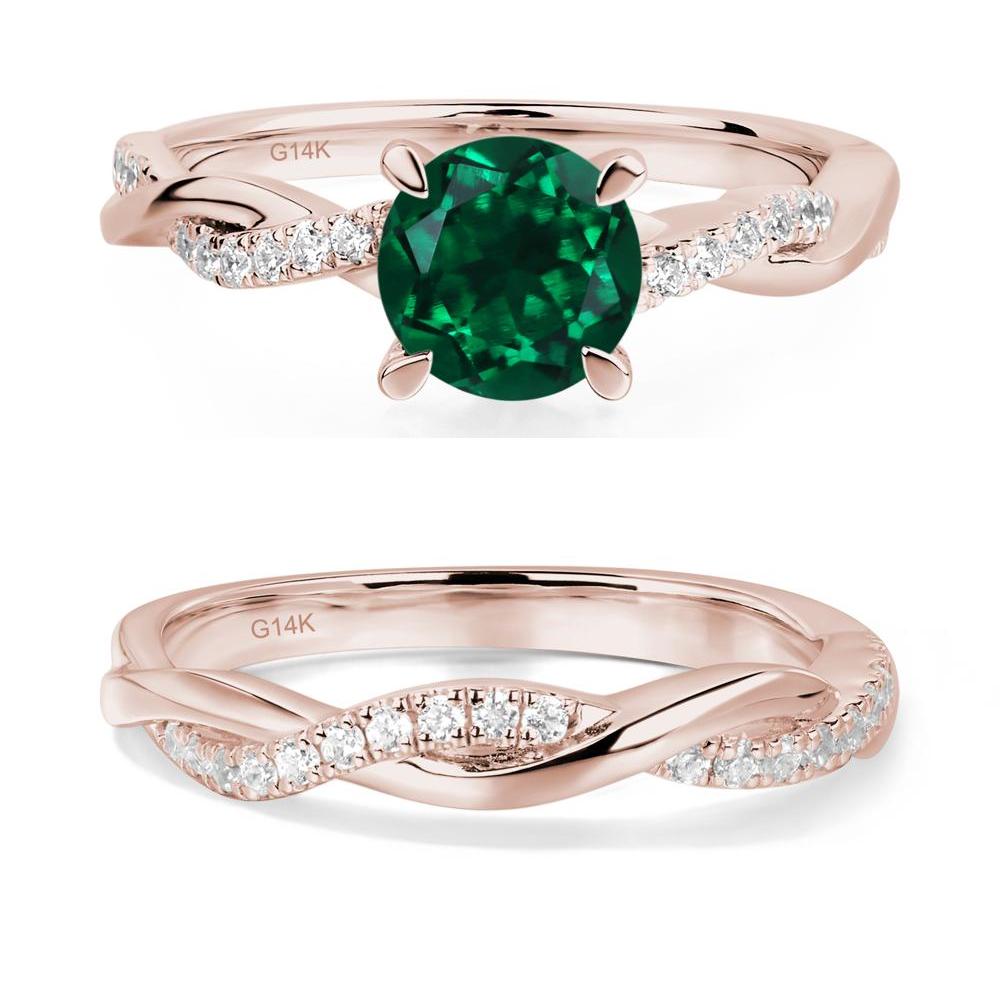 Emerald Twist Engagement Ring - LUO Jewelry #metal_14k rose gold