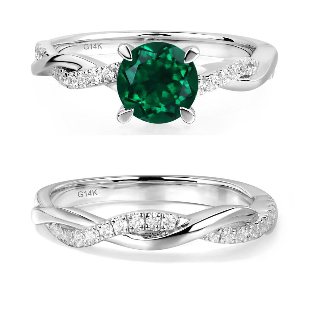 Emerald Twist Engagement Ring - LUO Jewelry #metal_14k white gold