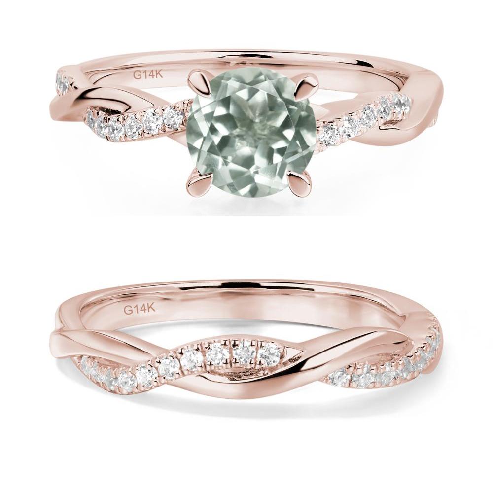 Green Amethyst Twisted Engagement Ring - LUO Jewelry #metal_14k rose gold