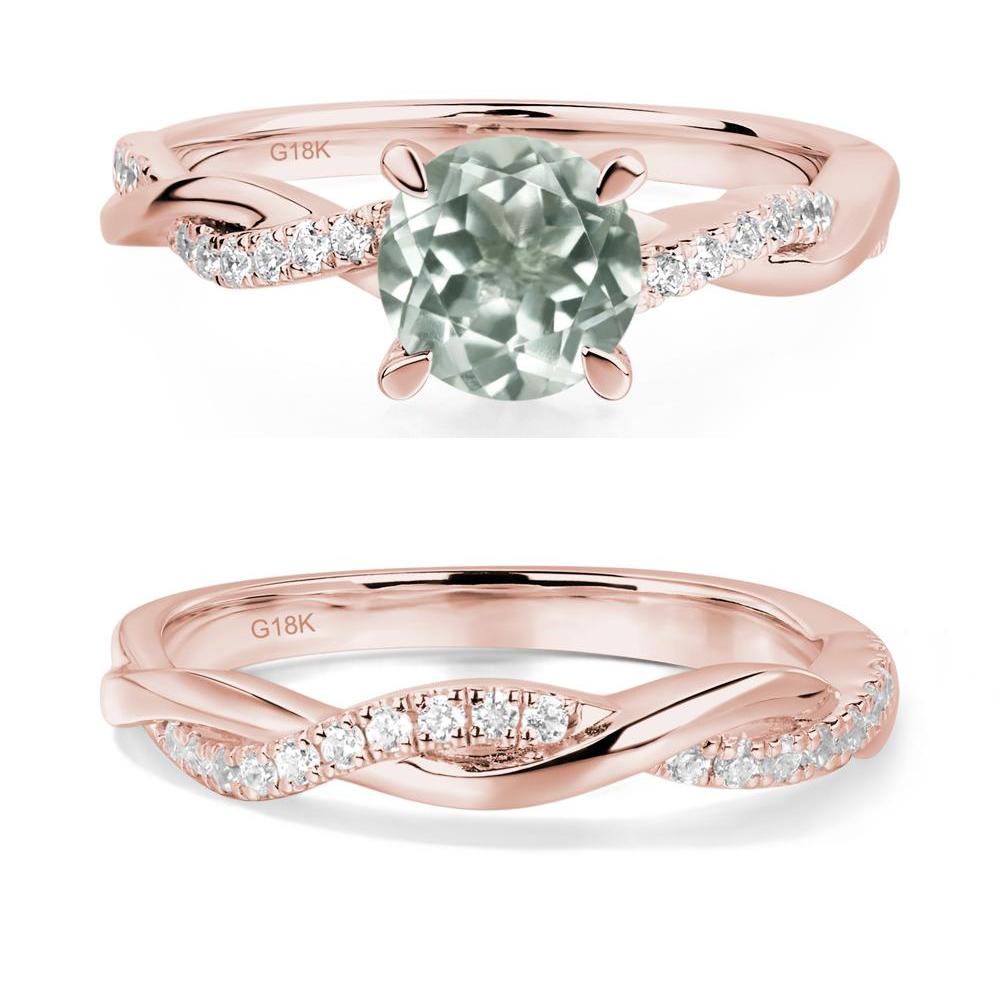 Green Amethyst Twisted Engagement Ring - LUO Jewelry #metal_18k rose gold