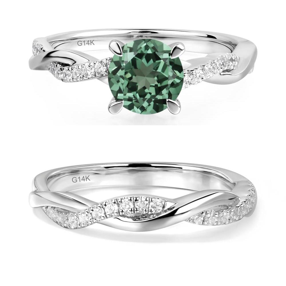 Green Sapphire Twist Engagement Ring - LUO Jewelry #metal_14k white gold