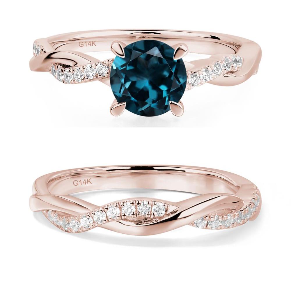 London Blue Topaz Twist Ring - LUO Jewelry #metal_14k rose gold