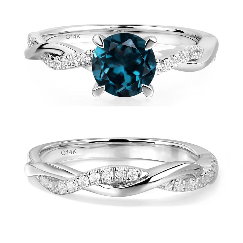 London Blue Topaz Twist Ring - LUO Jewelry #metal_14k white gold