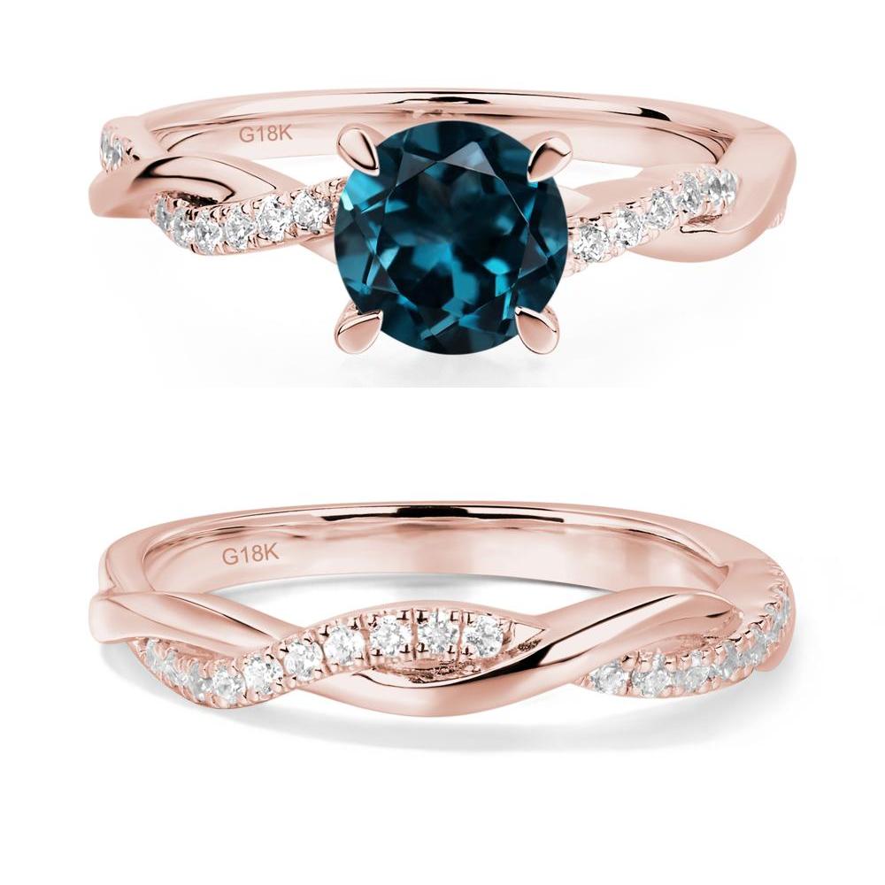 London Blue Topaz Twist Ring - LUO Jewelry #metal_18k rose gold