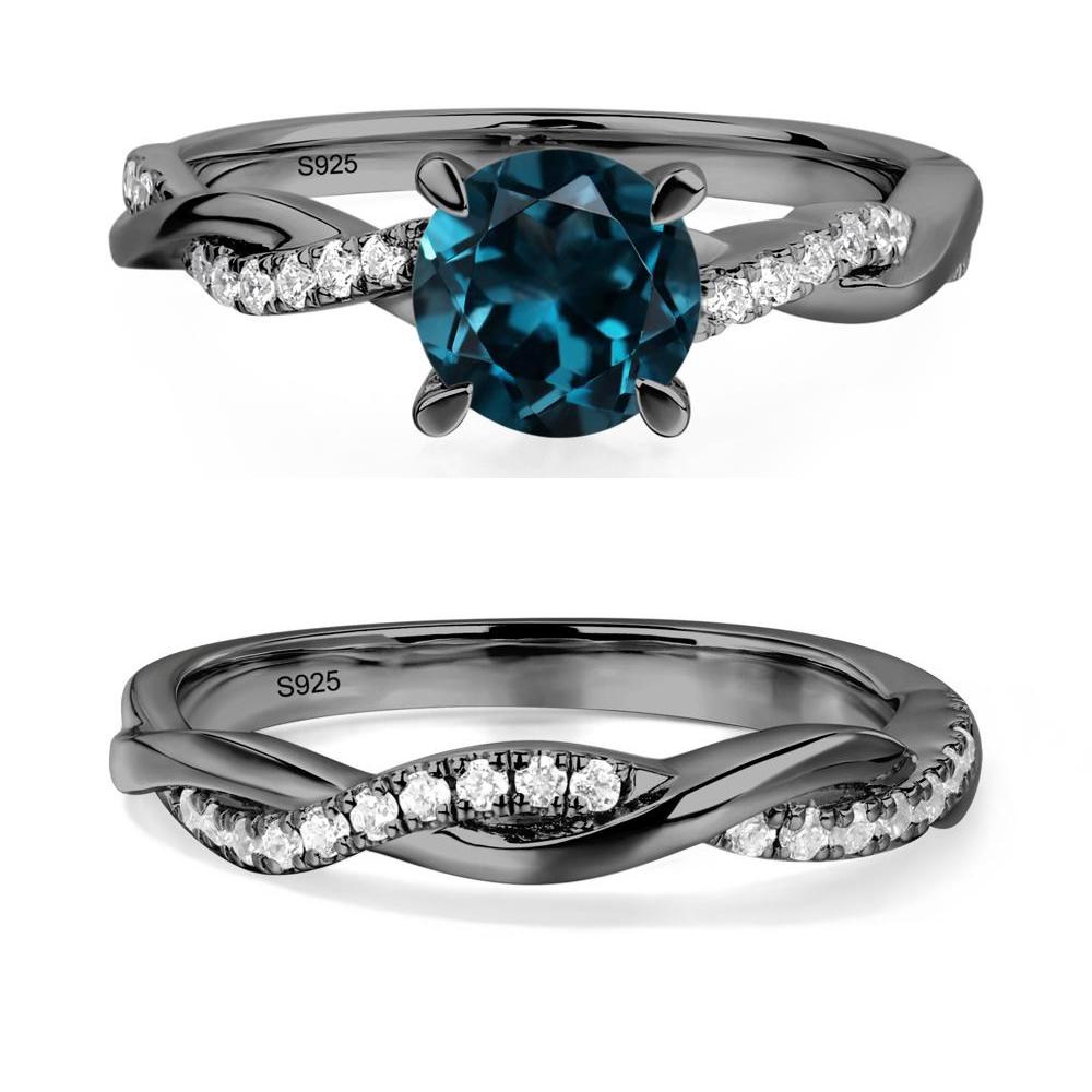 London Blue Topaz Twist Ring - LUO Jewelry #metal_black finish sterling silver