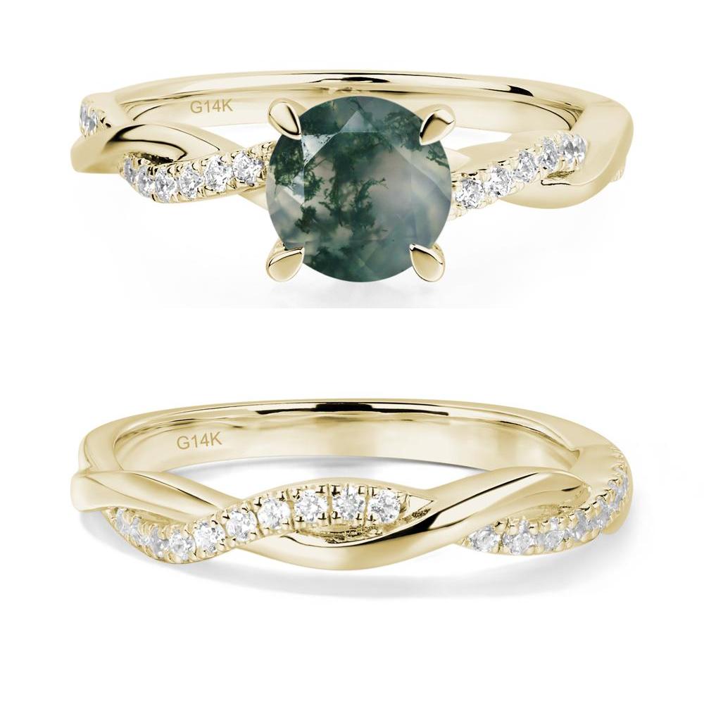 Moss Agate Twisted Engagement Ring - LUO Jewelry #metal_14k yellow gold