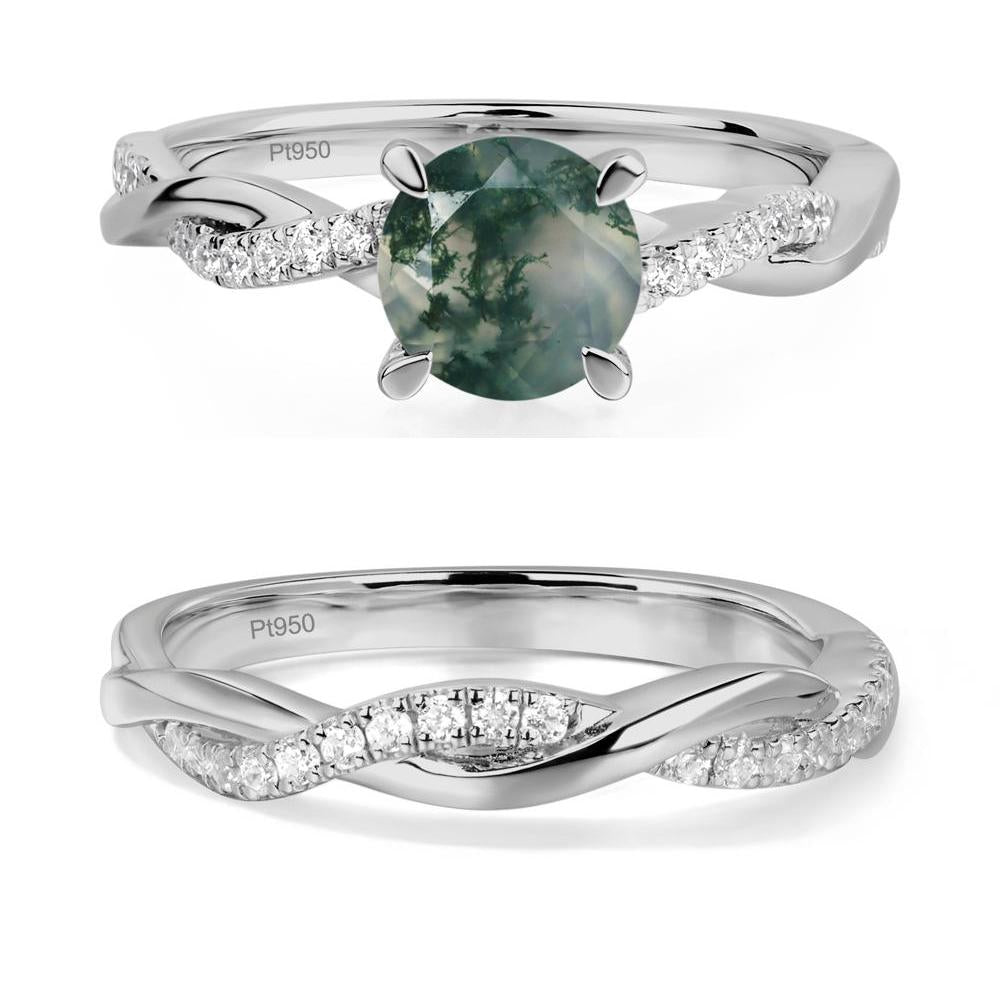 Moss Agate Twisted Engagement Ring - LUO Jewelry #metal_platinum