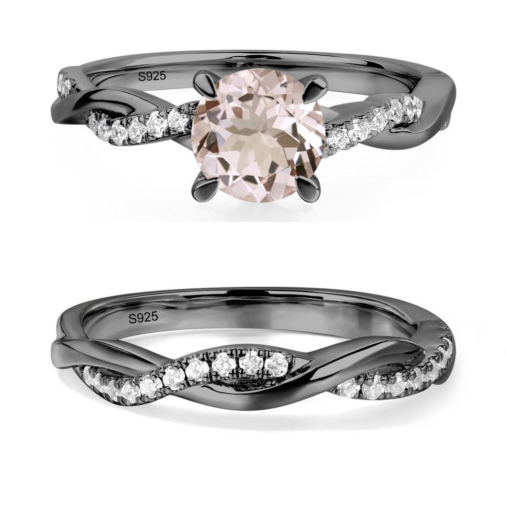 Morganite Twist Ring - LUO Jewelry #metal_black finish sterling silver