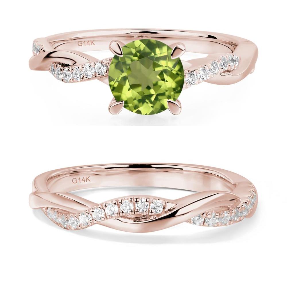 Peridot Twisted Engagement Ring - LUO Jewelry #metal_14k rose gold