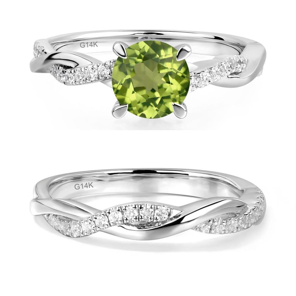 Peridot Twisted Engagement Ring - LUO Jewelry #metal_14k white gold